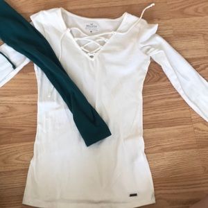 Long sleeve tight V-neck with cross BUNDLE!!